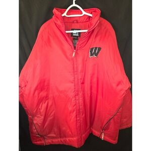 Starter Team Wisconsin Badgers Red Nylon Full Zip Jacket Mens XL‎